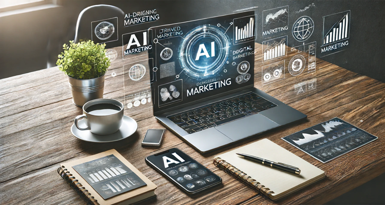 laptop displaying an AI-driven marketing dashboard