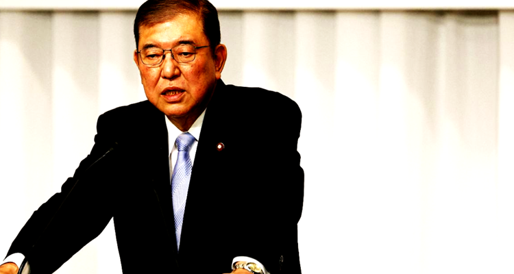 Shigeru Ishiba, Japan’s new LDP leader, in front of the Japanese parliament.