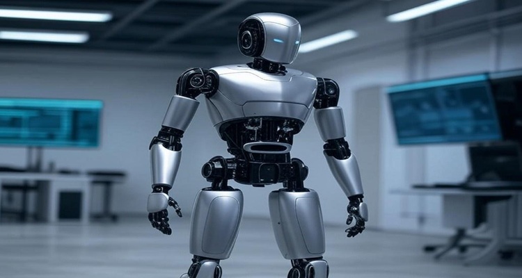 Humanoid robot powered by Nvidia Jetson Thor AI computer.