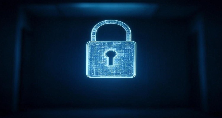 Representation of a cyberattack with a computer screen and lock icon.