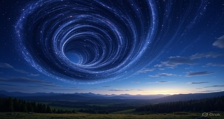 Wormhole in space representing time travel theory.