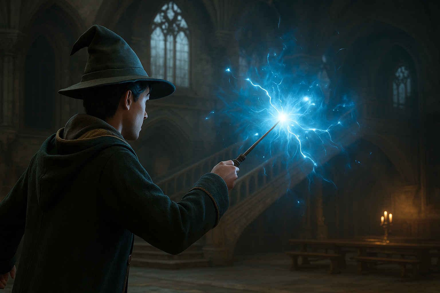 Custom wizard casting spells in Hogwarts Legacy
