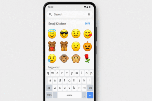 Screenshot showing Android 16’s new Emoji Kitchen interface with custom emoji blends.