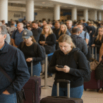 Airline passengers waiting at U.S. airport terminals amid government shutdown flight delays