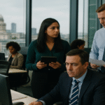 Office workers in London amid digital transformation and AI adoption