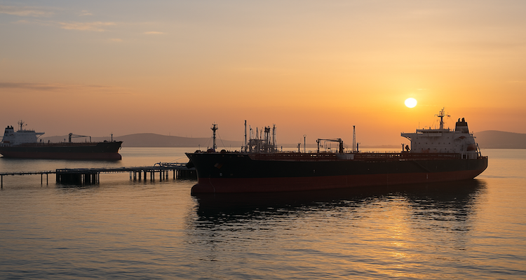 Oil tankers anchored near a Black Sea