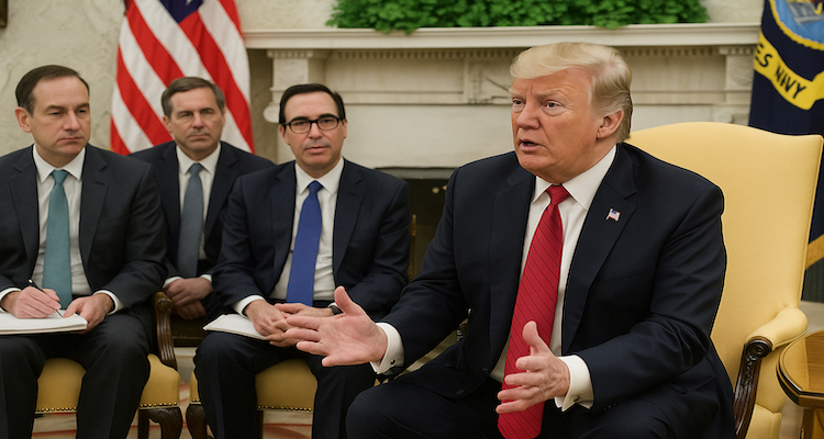 President Donald Trump meeting with trade advisors (AI Generated Image)