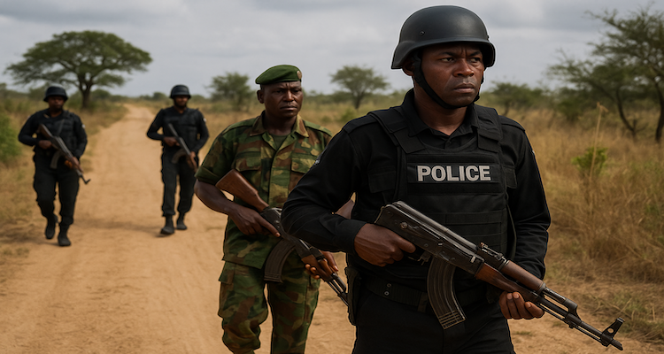 Security forces patrolling rural area in Nigeria after student abductions (AI Generated Image)