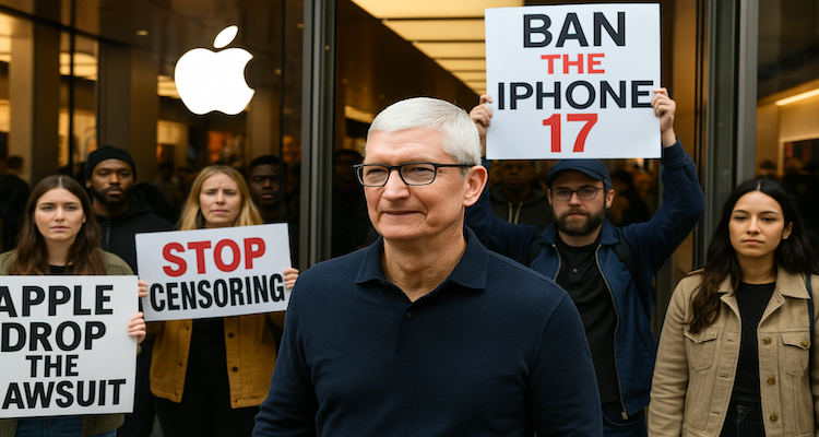 Apple Store protest (AI Generated Image)