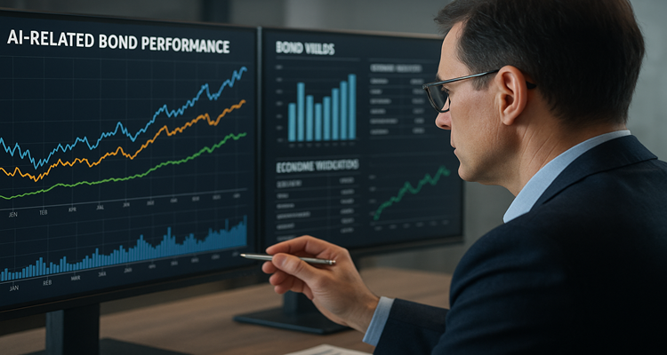 Investor analyzing AI bond charts