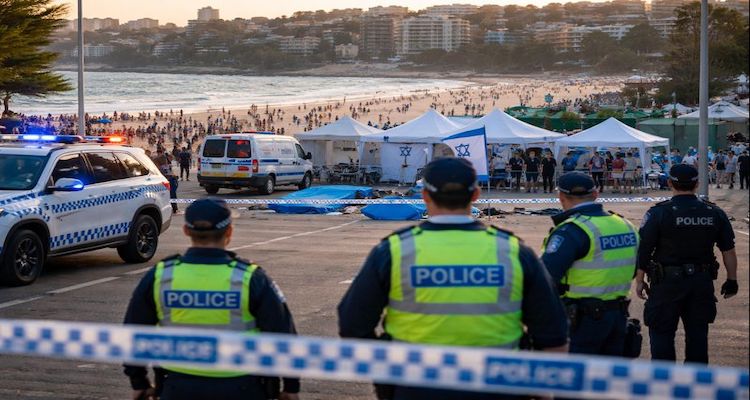 Police presence at Bondi Beach scene (AI Generated Image)
