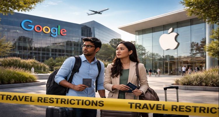 Travel restrictions at tech headquarters (AI Generated Image)