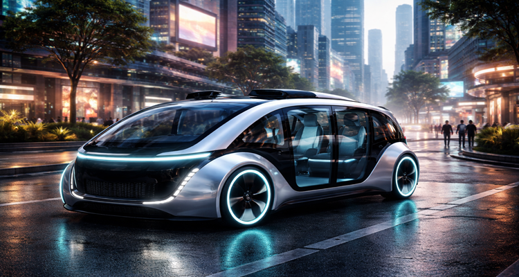 Futuristic robotaxi vehicle