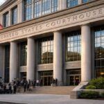 James A. Byrne Courthouse at sunset