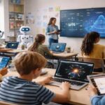 Modern classroom with AI learning tools