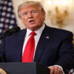 President Trump delivering a speech