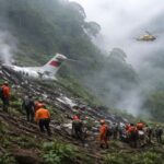 Rescue operation in foggy jungle after crash