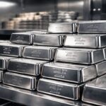 Shiny silver bullion in secure vault