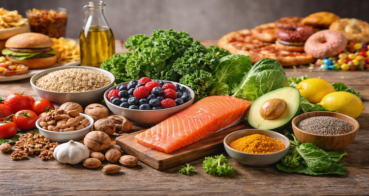 Healthy food vs unhealthy snacks