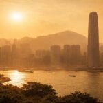 Hong Kong skyline in summer haze