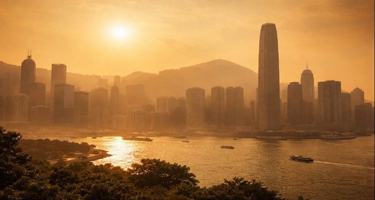 Hong Kong skyline in summer haze