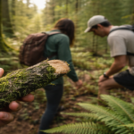Moss-covered branch in the forest