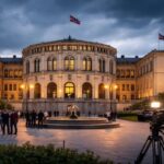Norwegian Parliament at twilight