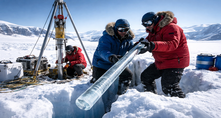 Scientific team extracts ice core in Antarctica