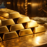 Stacks of gold in vault