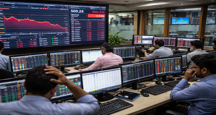 Stock market decline in Mumbai office