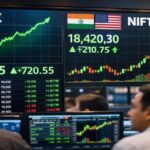Stock market surge on trading floor