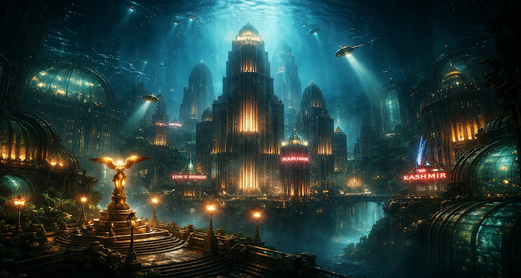 Underwater city of Rapture at night