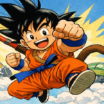 Young Goku mid-air action