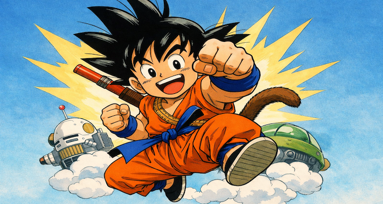 Young Goku mid-air action