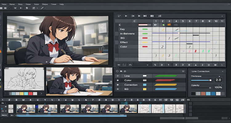 Anime animation software interface in use