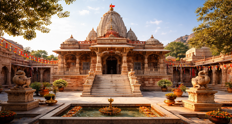 Brahma Temple in golden light