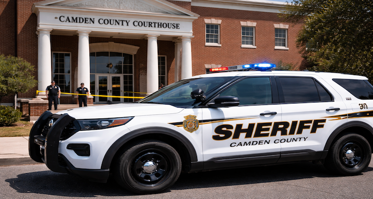Camden County Courthouse and patrol vehicle