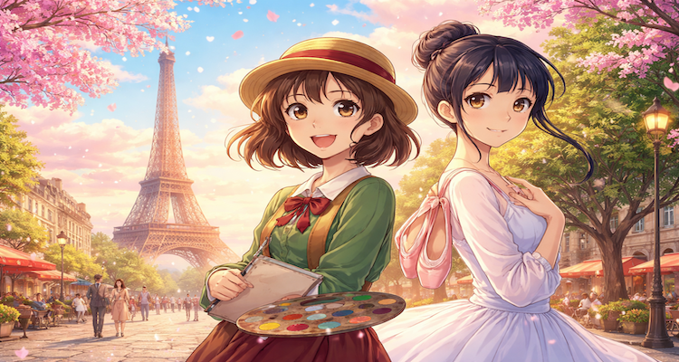 Cherry blossoms by the Eiffel Tower