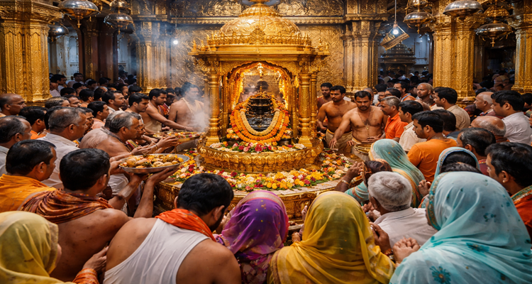 Devotees at Kashi Vishwanath Temple