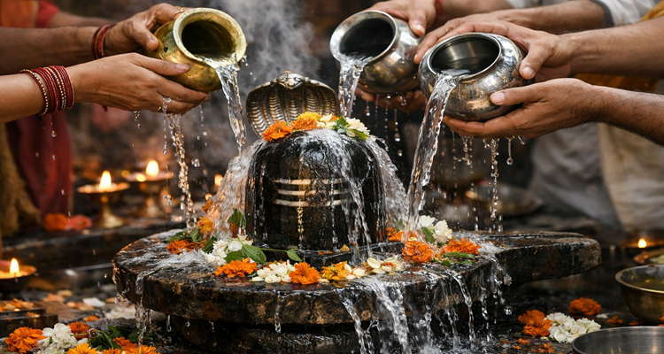 Devotees perform Jal Abhishek ritual