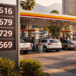 Gas station with rising prices in Santiago