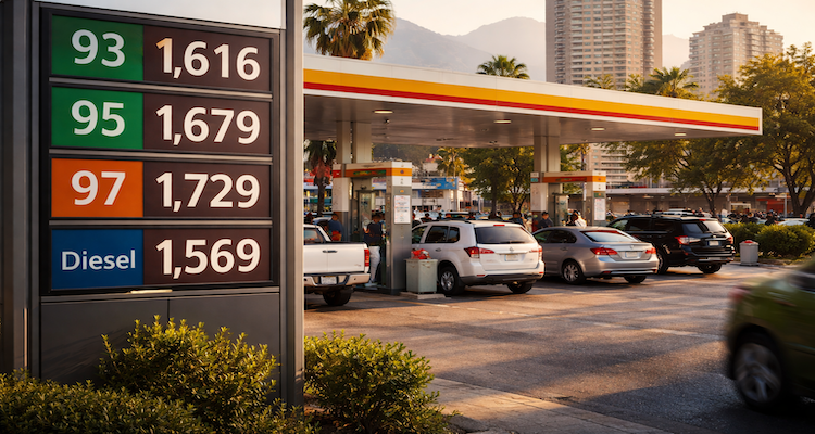 Gas station with rising prices in Santiago