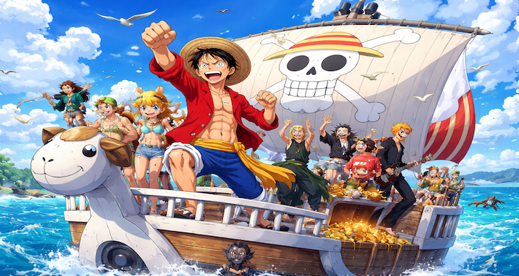 Luffy and crew set sail on the Going Merry