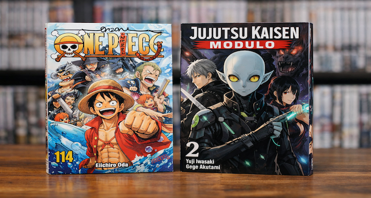 Manga volumes displayed on wooden surface