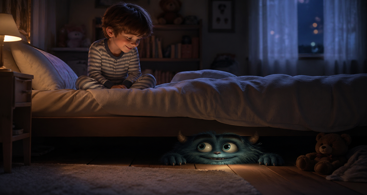 A boy and his playful monster