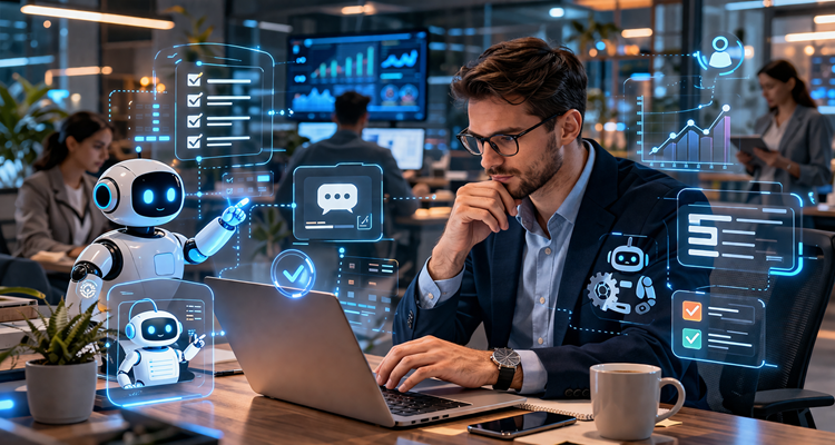 AI-assisted productivity in a modern office