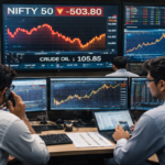 Busy stock trading floor in action