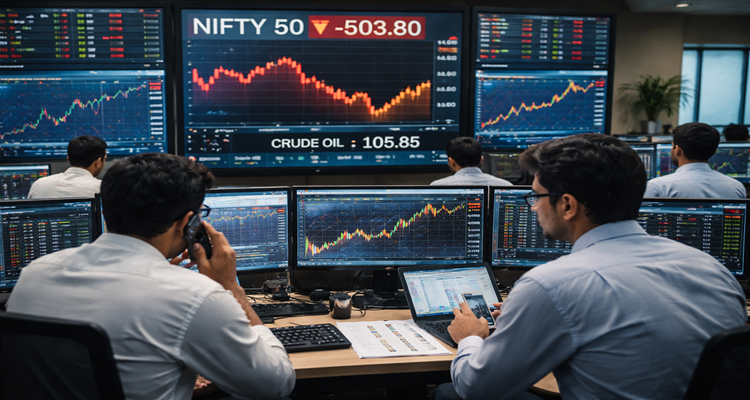 Busy stock trading floor in action