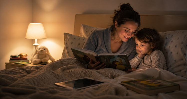 Cozy bedtime storytime with loved ones
