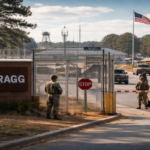 Fort Bragg entrance at sunset